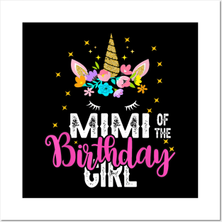 Mimi Of The Birthday Girl Floral Unicorn Birthday Posters and Art